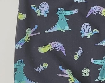 0,5 Meter Softshell Dunkel-Blau Krokodile Meterware 145 cm breit