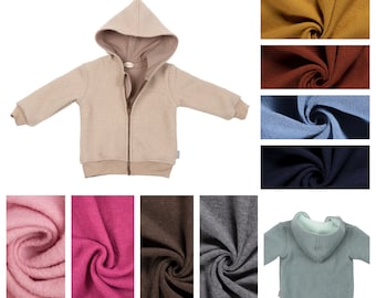 Lilakind“ Kinder-Jacke Woll-Walk Kapuzen 100% Wolle Jacke Uni Gr. 74-146 - Made in Germany