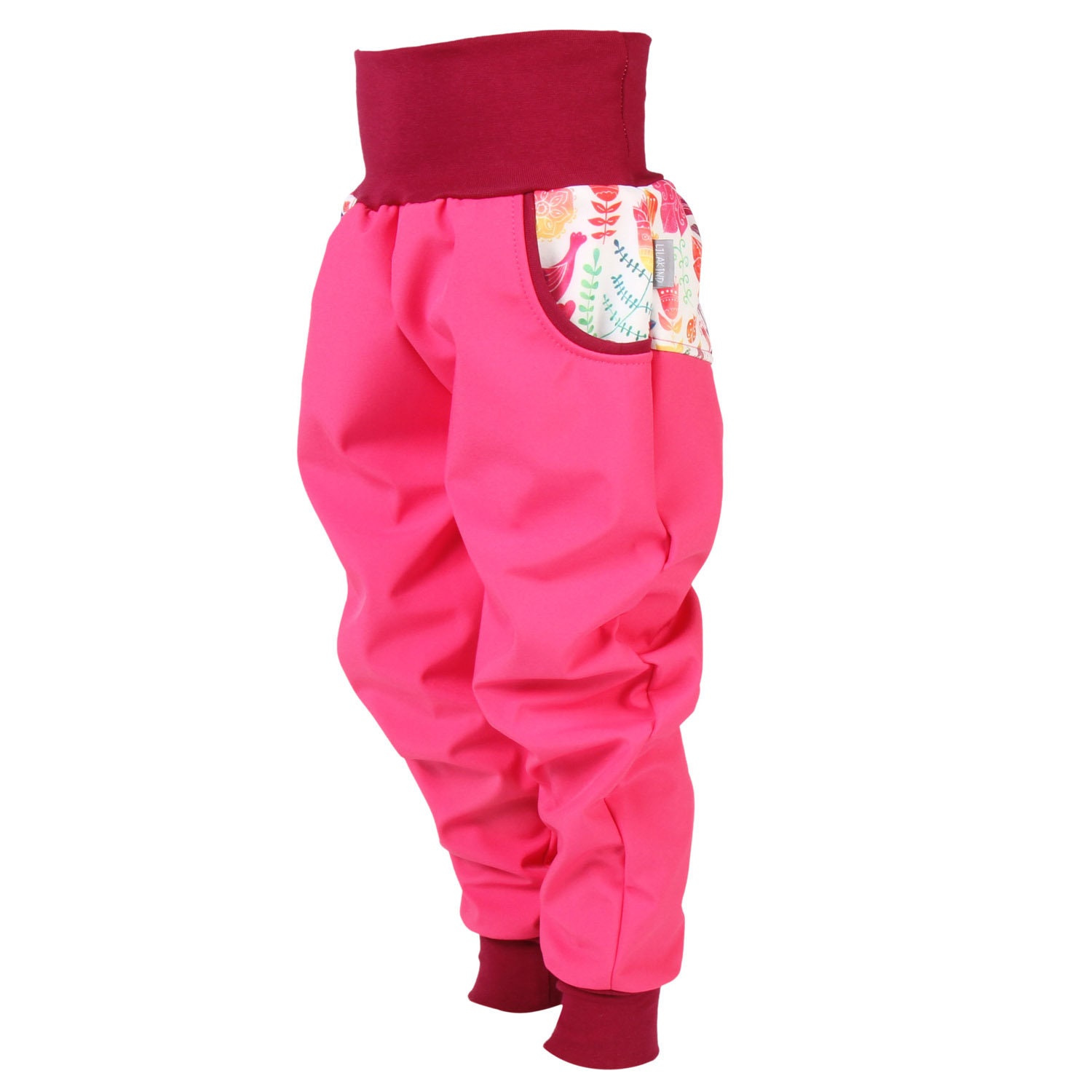 Lilakind Kinder Baby Softshell Hose Pink Blumen Etsy