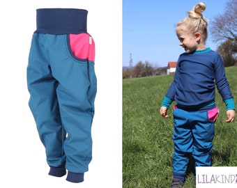 Lilakind Kinder Baby Softshell Hose Matschhose Petrol Fuchsia Gr. 68-140