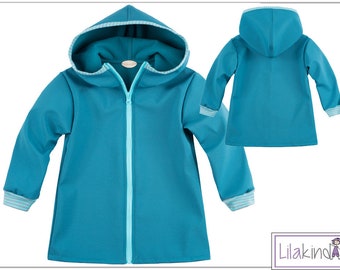 Lilakind Kinder lange Softshelljacke Jacke Winterjacke Kinderjacke Mantel mit Kapuze und Reißverschluss Türkis