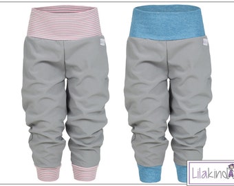 Lilakind Jungen Mädchen Softshell Hose Regenhose Winterhose Einfarbig Grau Gestreift Rosa Blau