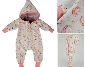 Lilakind Kinder Overall Softshell Mädchen Einhörner Creme Rosa