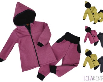 Lilakind 2 Teiliges Set Softshelljacke Mantel und Softshell Pumphose Uni Meliert