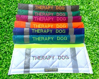 THERAPY DOG Dog Lead Slip Cover / or personalise text (all languages) - 23 colour choices