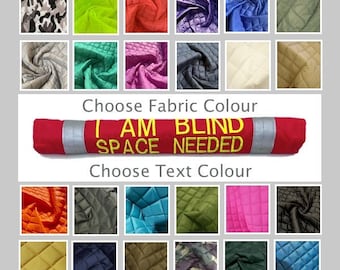 I AM BLIND Space Needed - Dog Lead Slip Cover / or personalise text (all languages) - 23 colour choices