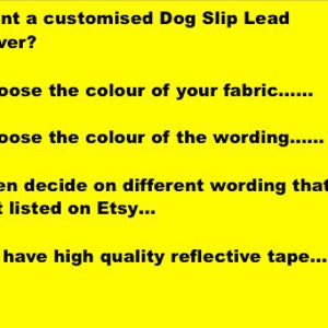 IN TRAINING Dog Lead Slip Cover / or personalise text all languages 23 colour choices image 4