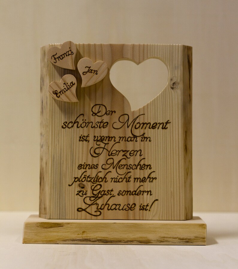 Holzschild mit gebranntem individuellen Spruch zur Hochzeit Etsy.de