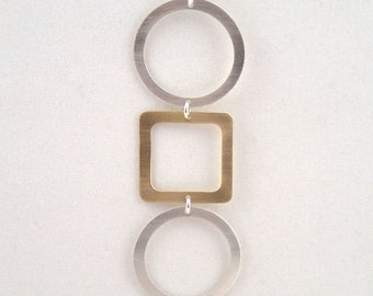 Tic Tac Toe Necklace in Silver and Brass