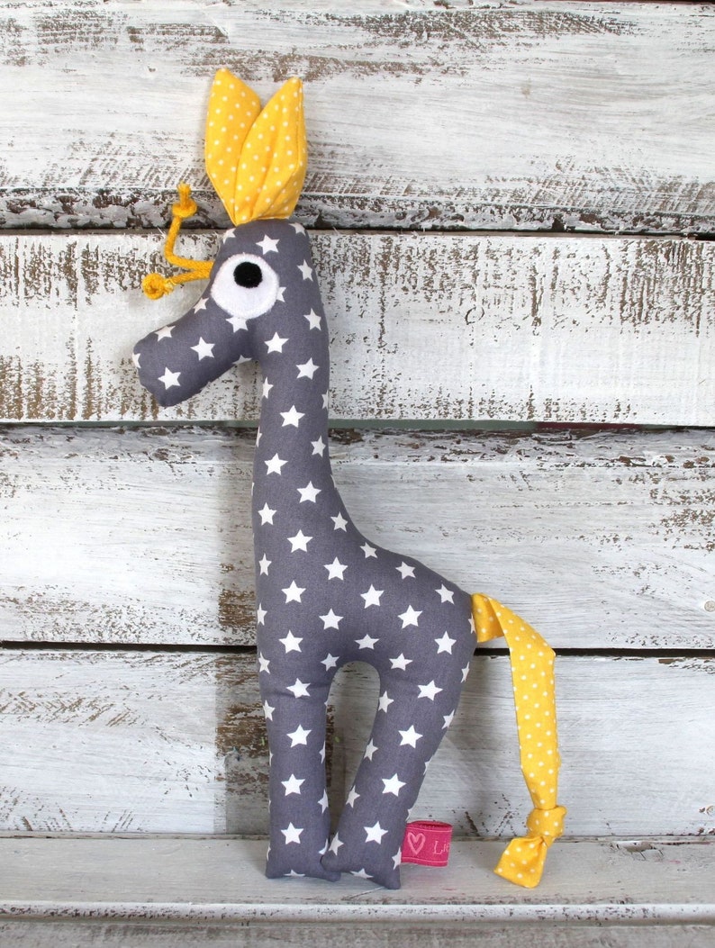 Rassel-Giraffe sterne-grau/gelb Bild 1