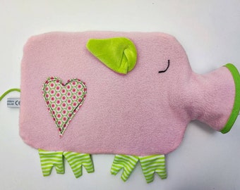 Hot Hans hot water bottle (including hot water bottle) - pink/green