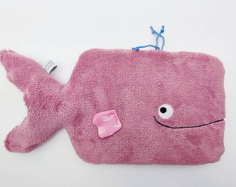 Hot water bottle whale Waltraud (incl. hot water bottle) - old pink