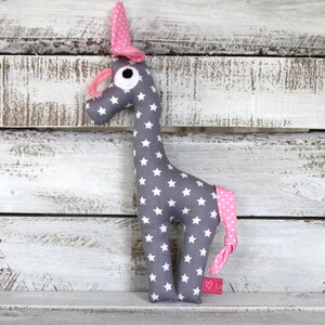 Rassel-Giraffe sterne-grau/rosa Bild 1