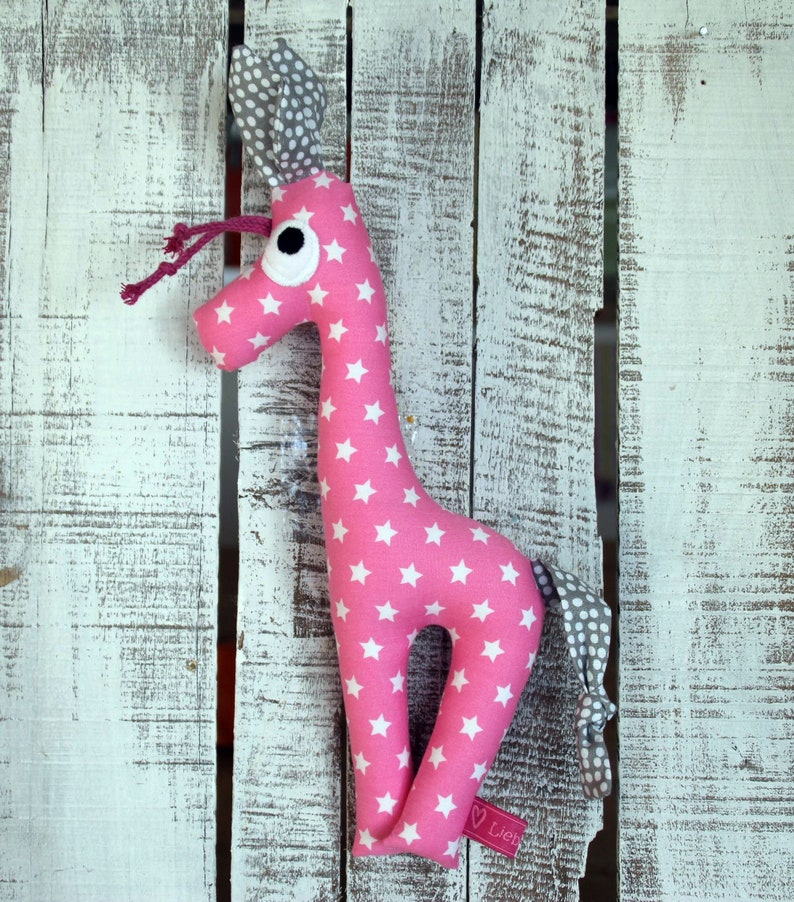 Rassel-Giraffe sterne-rosa/grau Bild 1