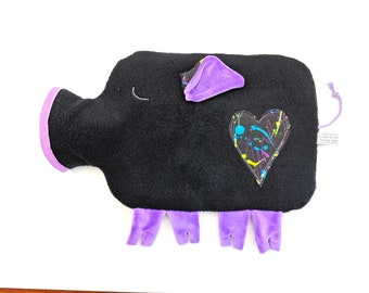 Hot water bottle hot Hans (incl. hot water bottle) - black/neon