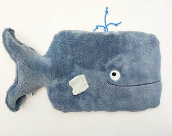 Hot water bottle Wal Walter (incl. hot water bottle) - blue-grey