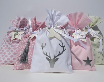 Advent calendar for filling fabric in pink, white and silver