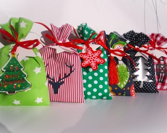 ADVENT CALENDAR children, to be filled with fabric in red/green and blue *24 bags*