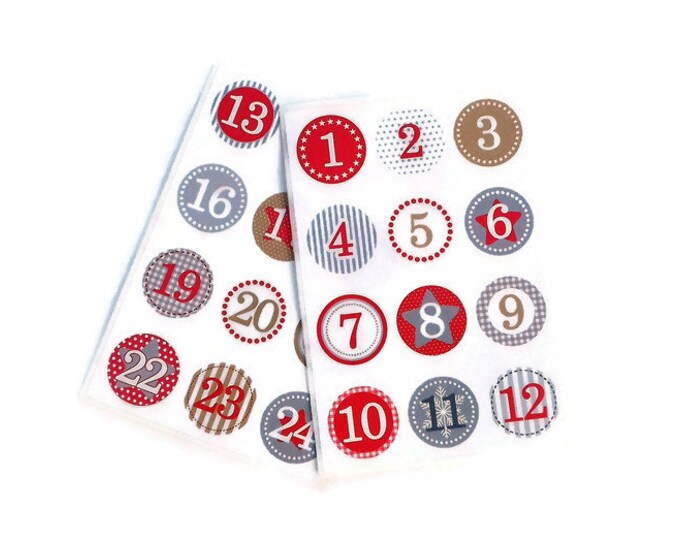 Adventskalender Zahlen 1 - 24, Aufkleber, Sticker - Etsy.de
