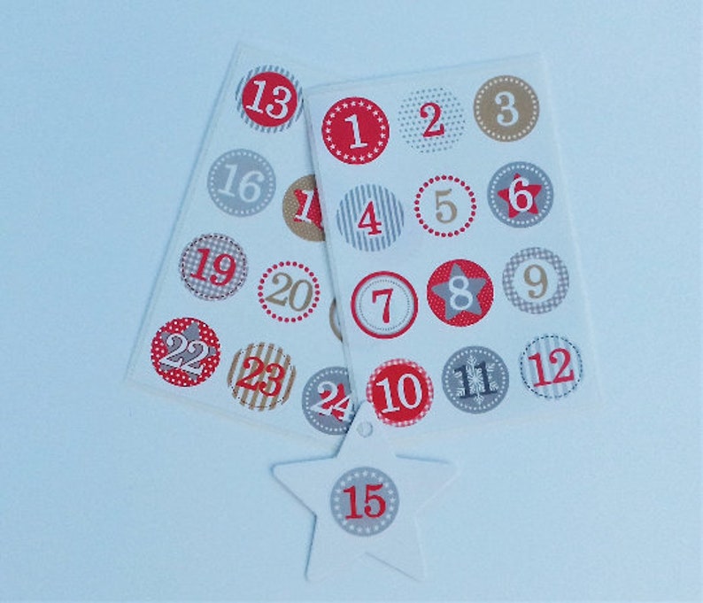 Adventskalender zum Befüllen aus Stoff in mint, grau und weiß Bild 7