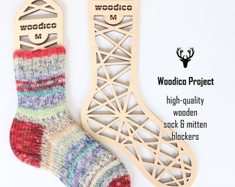 Houten sokblokkers (paar) Spiderweb - breiaccessoires, cadeau voor breier, houten sokvorm, gebreide sokken