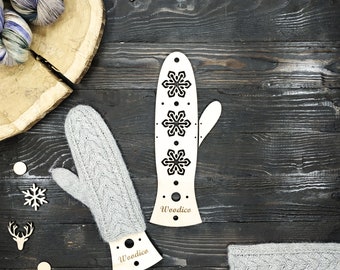 Bloqueurs de mitaines en bois (paire) Crystal Flakes - idée cadeau tricot, outil de tricot, séchoir à mitaines, mitaines tricotées, séchoir à gants