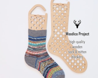 Bloqueurs de chaussettes en bois (paire) Gradient Bubbles - accessoires de tricot, cadeau pour tricoteuse, forme de chaussette en bois, chaussettes tricotées