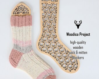 Wooden sock blockers (pair) Pasta - knitting accessories, gift for knitter, wooden sock form, knitted socks