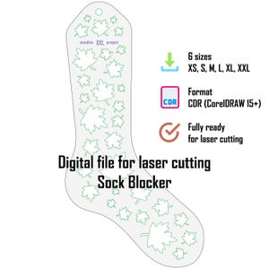 Digitale Datei für Laserschnitt, Sockenblocker, Ahornblatt, Vektormuster, CDR