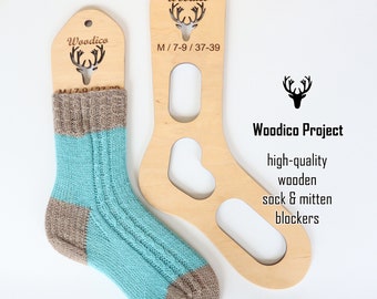 Wooden sock blockers (pair) Deer - knitting accessories, gift for knitter, wooden sock form, knitted socks