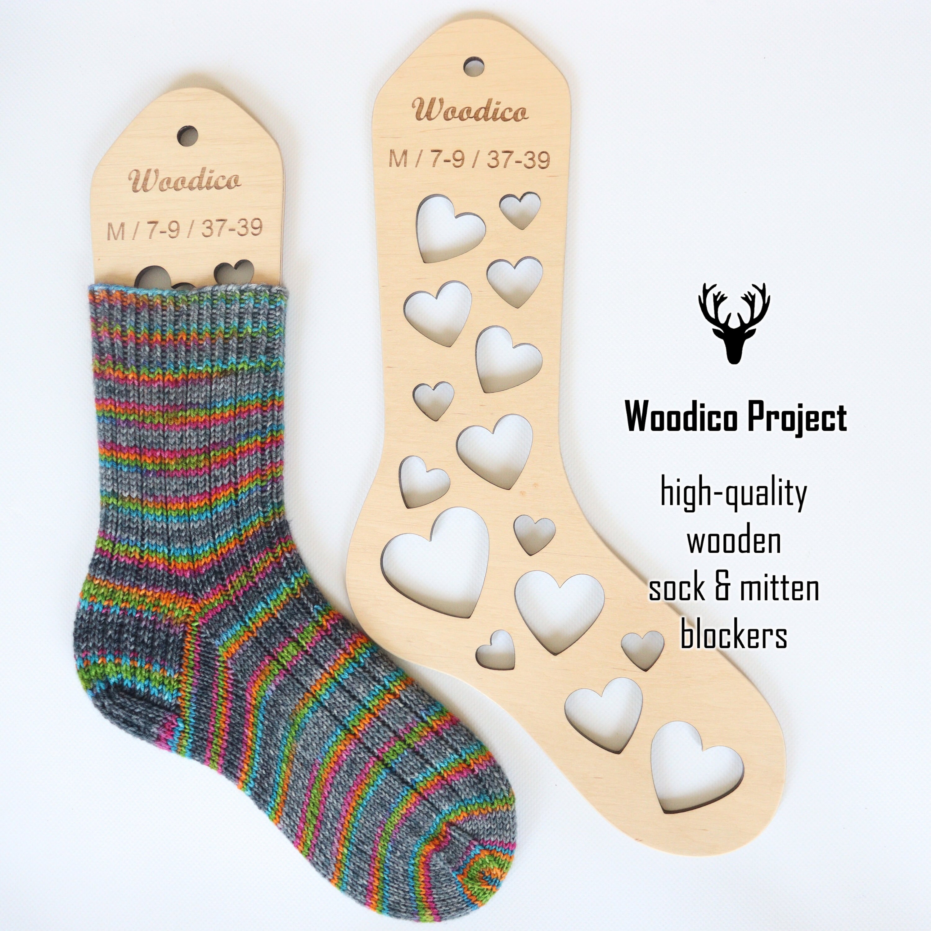 Wooden Sock Blockers (Pair) Hearts - Knitting Accessories, Gift for Knitter, Wooden Sock Form, Knitted Socks