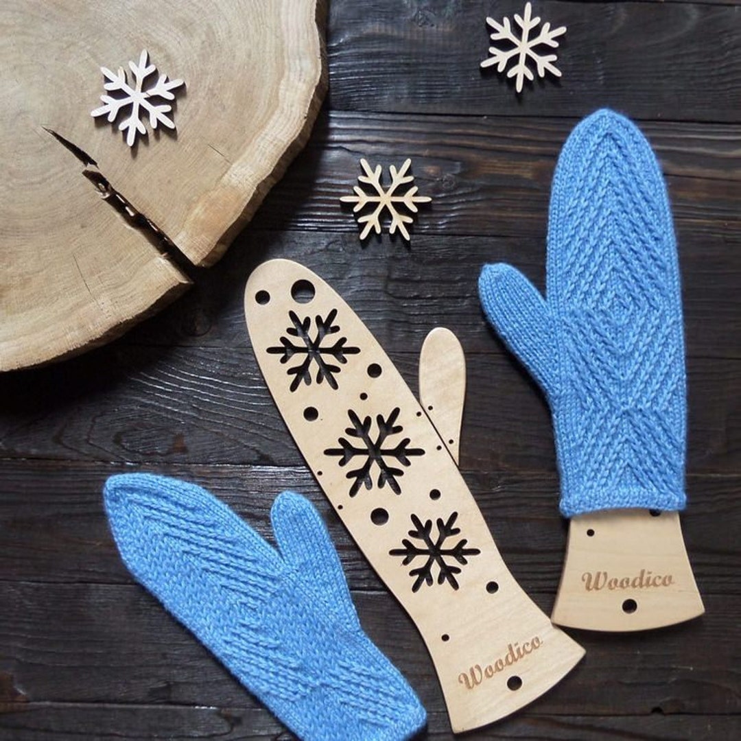 Diyfixlcd 6 Pieces Wooden Mitten Blockers Glove Form Blocker, Wood Glove Knitting Model Tool, Household Display Hand Knitting Gloves Board Molds For