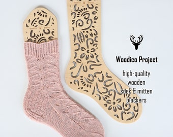 Wooden sock blockers (pair) Seeds - knitting accessories, gift for knitter, wooden sock form, knitted socks