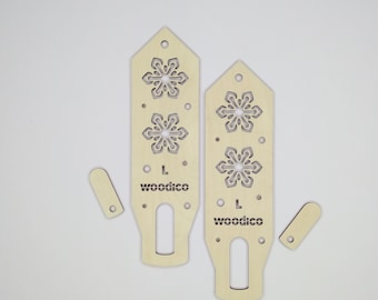 Bloqueurs de mitaines en bois (paire) Nordic Crystal Flakes - outil de tricot, séchoir à mitaines, mitaines tricotées, séchoir à gants, gants tricotés