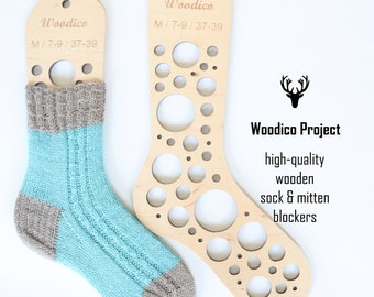 Wooden sock blockers (pair) Bubbles - knitting accessories, gift for knitter, wooden sock form, knitted socks