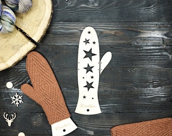 Bloqueurs de mitaines en bois (paire) Étoiles - idée cadeau tricot, outil de tricot, sèche-mitaines, mitaines tricotées, sèche-gants, gants tricotés