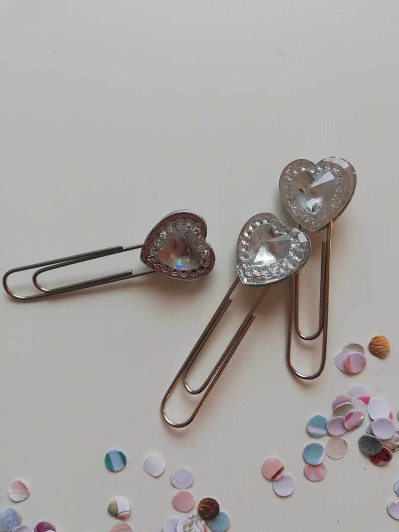 Paperclip paperclip bookmark Filofax silver heart image 1