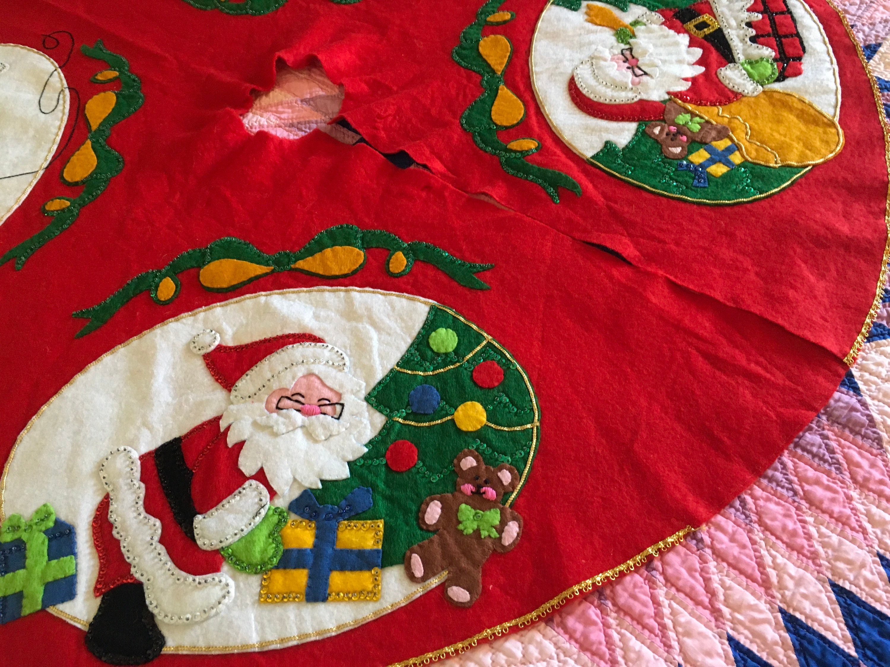 Handmade Bucilla Tree Skirt four Santa Clause Etsy