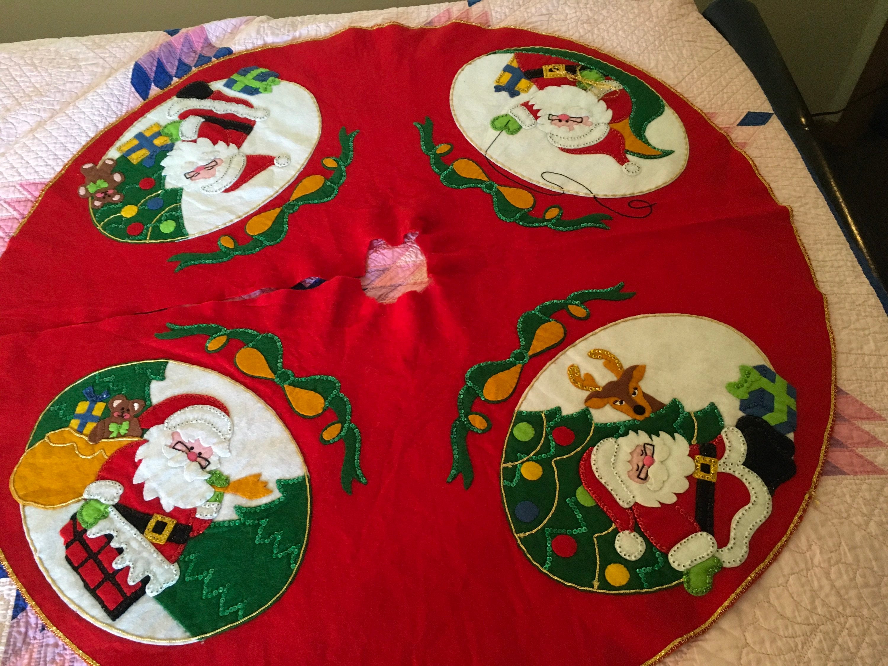 Handmade Bucilla Tree Skirt four Santa Clause Etsy