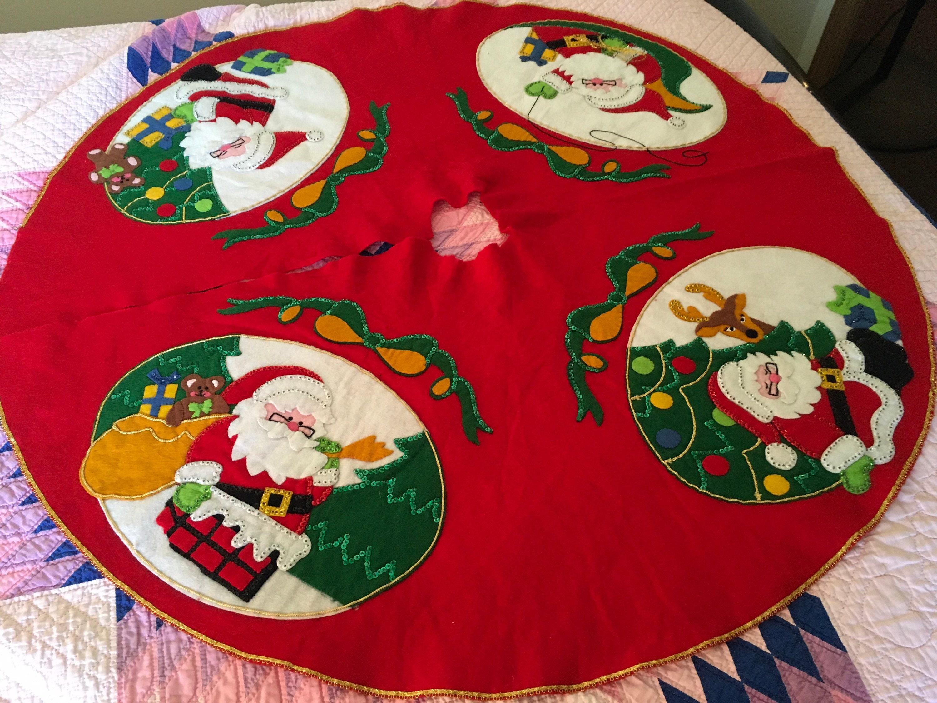 Handmade Bucilla Tree Skirt four Santa Clause Etsy