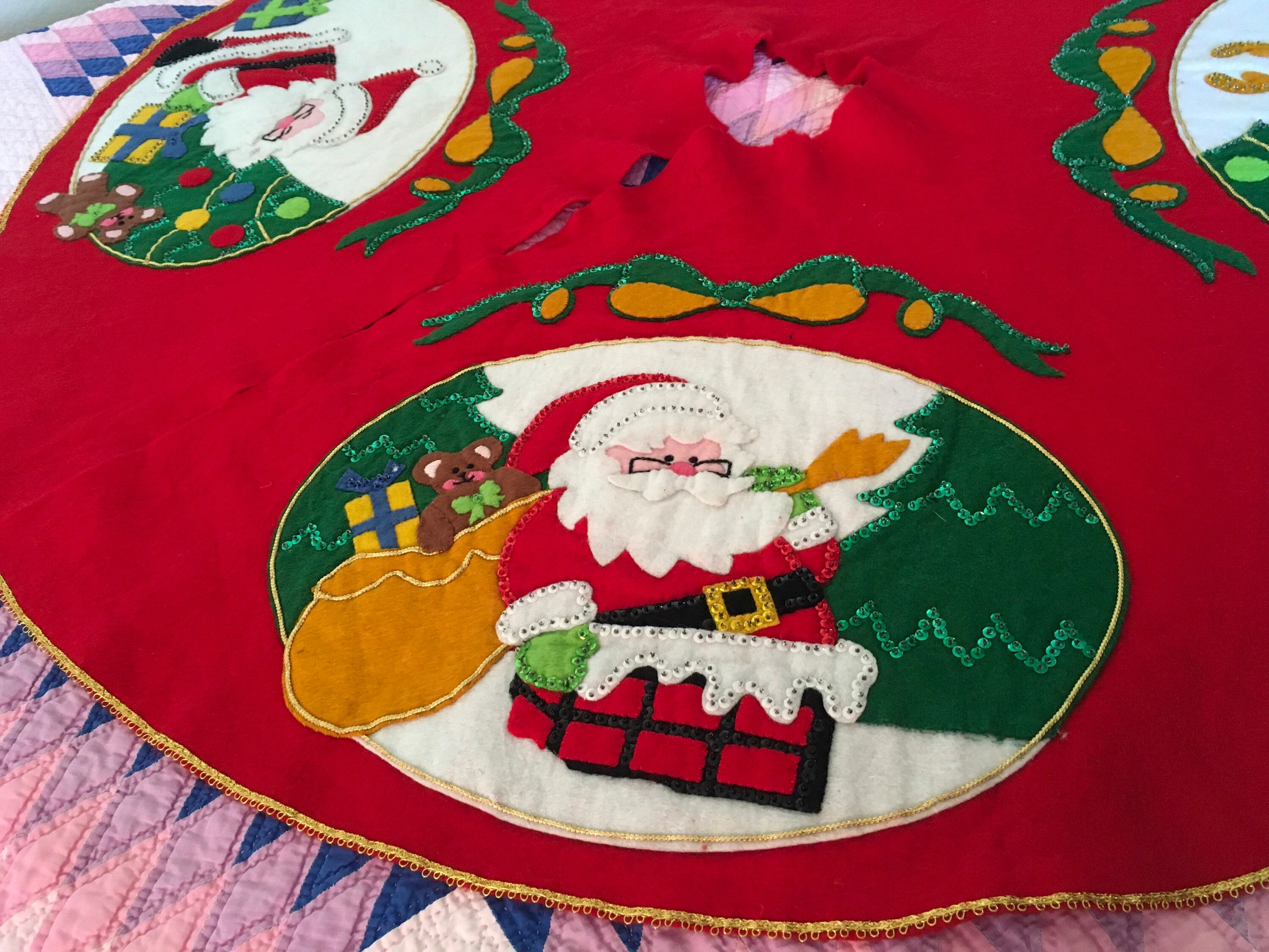 Handmade Bucilla Tree Skirt four Santa Clause Etsy