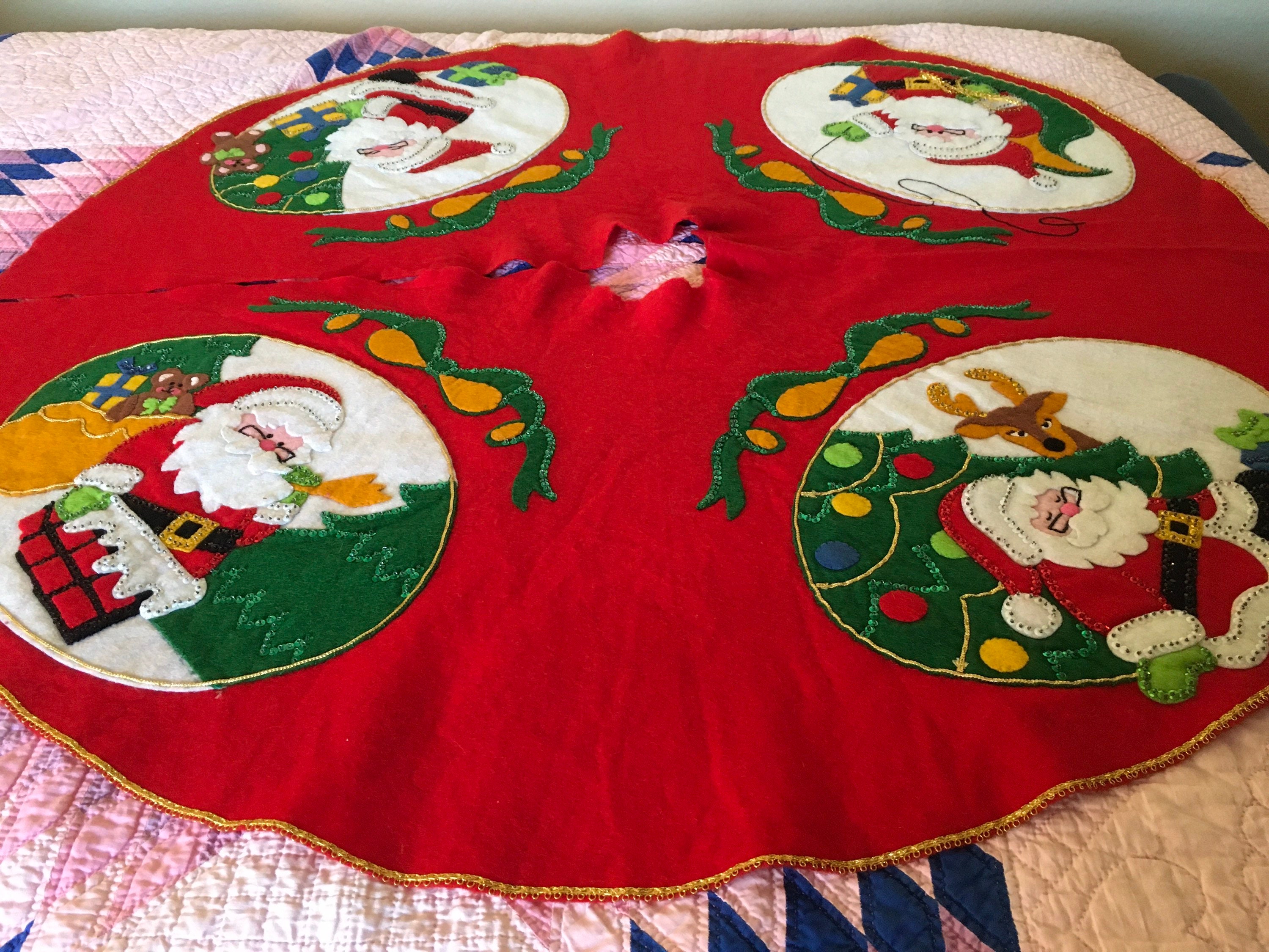 Handmade Bucilla Tree Skirt four Santa Clause Etsy
