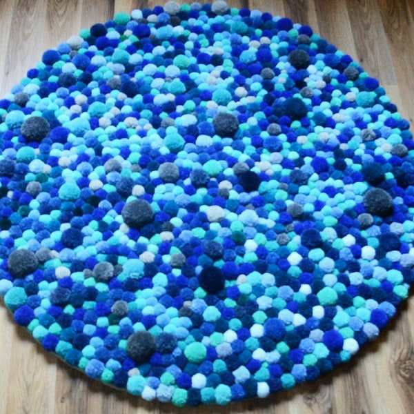 100 cm Pompon Rug, Decor, Room, Carpet, Room, Pom pom, Bedroom Rug, Baby Shower, Decoration, Kids Rug, Kids Room, Soft Rug, Home, Pompom