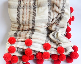 House blanket Pled decoration pompons love bedroom room red