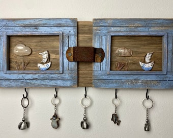 Driftwood gift, key board, jewelry holder, key board driftwood, board for keys, nautical decoration