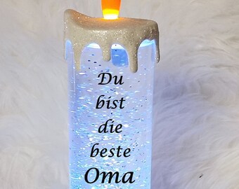LED Kerze - Glitterkerze mit Farbwechsel - Weihnachten - Du bist die beste Oma