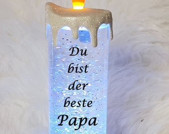 LED Kerze - Glitterkerze mit Farbwechsel - Weihnachten - Du bist der beste Papa