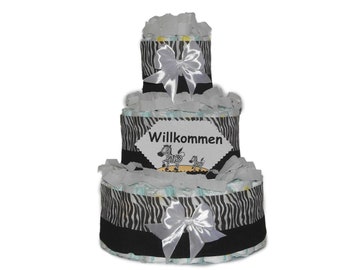 diaper cake | Birth gift | Diaper gift for girls or boys | zebra