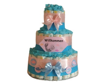 Windeltorte | Geschenk zur Geburt | Windelgeschenk für Mädchen | Meerjungfrau