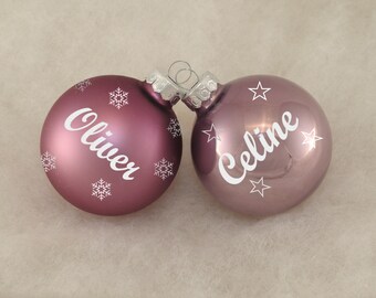 Christmas ball with desired name - lilac - Christmas decorations